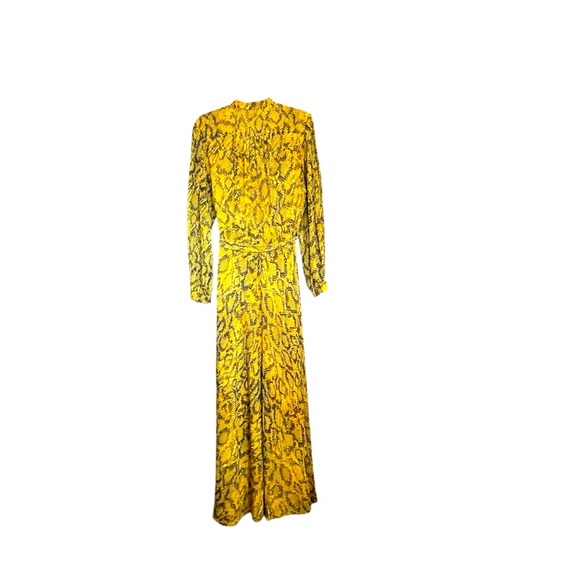 DVF Carter Yellow Snakeskin Belted Maxi Dress Medium - Picture 13 of 14